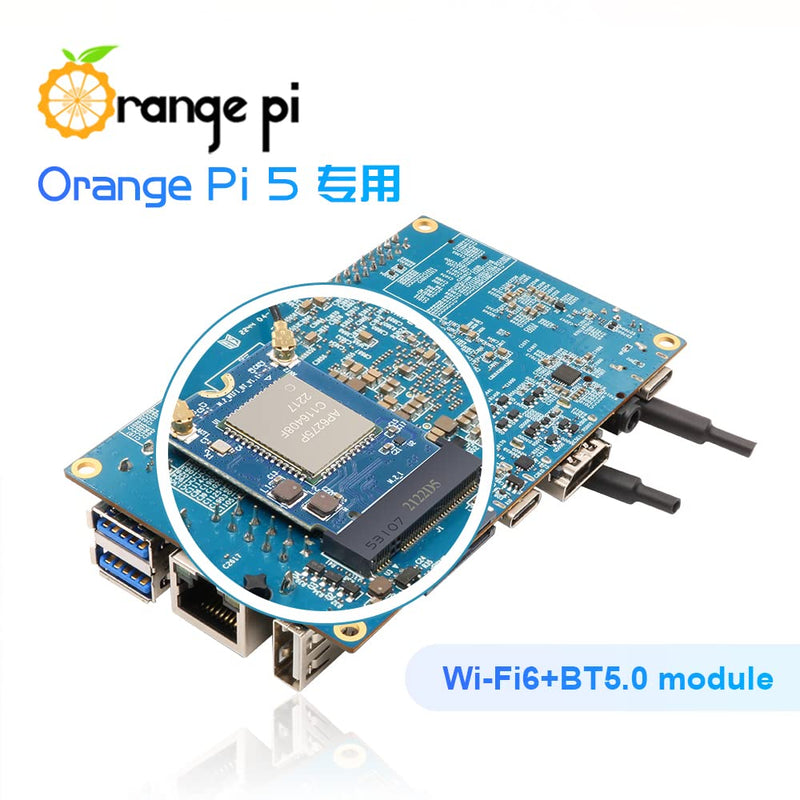 [Australia - AusPower] - Orange Pi 5 PCIe Wi-Fi6, BT5.0 Module, Support BLE, Wi-Fi, 2T2R 802.11 ax/ac/a/b/g/n Only Compatible with OPi 5 Singble Board Computers 