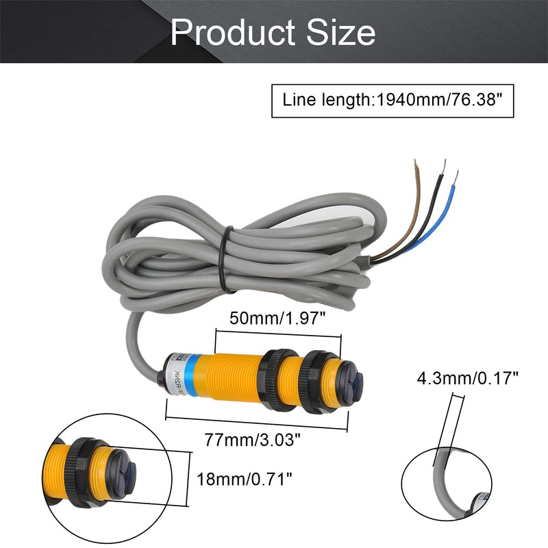 [Australia - AusPower] - Fielect Photoelectric Sensors Specular Reflection Photoelectric Sensor Switch 200MA Detection Distance 2M 3 Wires E3F-R2NK 1pcs Models : E3F-R2NK 