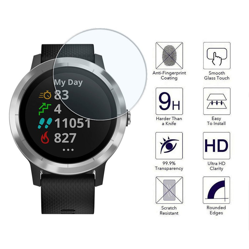 [Australia - AusPower] - (4 Pack) Orzero Smart Watch Tempered Glass Screen Protector For Garmin Vivoactive 3 (Not For Vivoactive 3 Music), 2.5D Arc Edges 9 Hardness HD Anti-Scratch Bubble Free (Lifetime Replacement) 