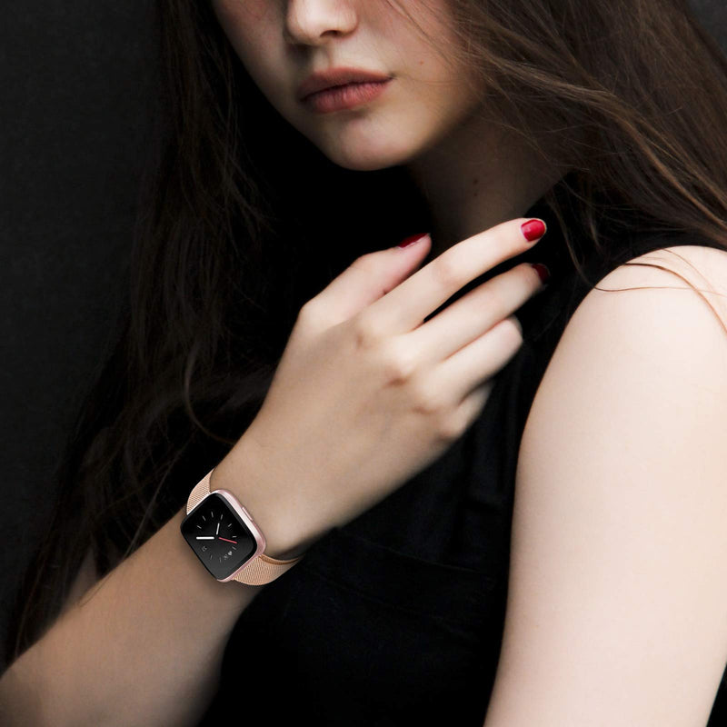 [Australia - AusPower] - YUEJIAMEI Versa 2 Bands Compatible with Fitbit Versa2/Fitbit Versa/Versa Lite Edition Smart Watch for Men Women, Stainless Steel Replacement Band for Fitbit Versa2 Silver Small 