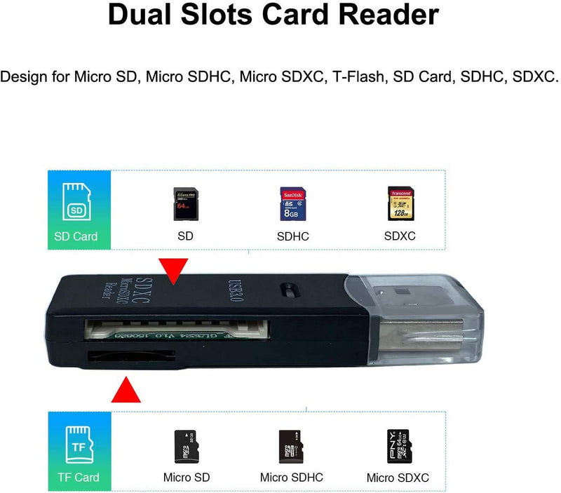 [Australia - AusPower] - CFIKTE USB Card Reader，2 in 1 USB 3.0 HighSpeed Memory Card Reader Adapter for Micro SD, Micro SDHC, Micro SDXC, TF, SD Card, SDHC, SDXC, Dual Slots Hub,Up to 5Gbps Write and Read Speed (2 Pack) 2 PACK 