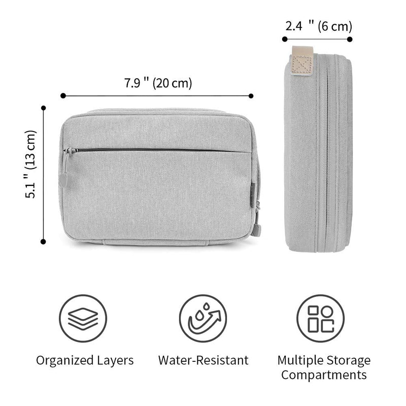 [Australia - AusPower] - pack all Electronic Organizer, Cable Organizer Bag, Cord Travel Organizer for Cables, Chargers, Phones, USB cords, SD Cards (Gray) Gray 