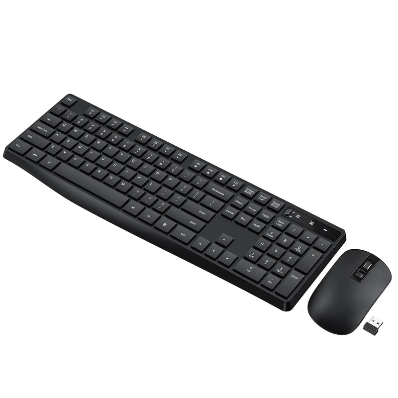 [Australia - AusPower] - Wireless Keyboard and Mouse Combo, Lovaky 2.4G Full-Sized Ergonomic Keyboard Mouse, 3 DPI Adjustable Cordless USB Keyboard and Mouse, Quite Click for Computer/Laptop/Windows/Mac 1 Pack Black 