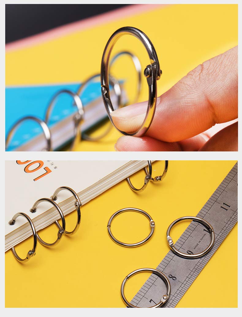 [Australia - AusPower] - Loose Leaf Binder Rings 1-Inch（100 Pack） Office Book Rings, Nickel Plated Steel Binder Rings, Key Rings, Metal Book Rings, for School，Sliver 