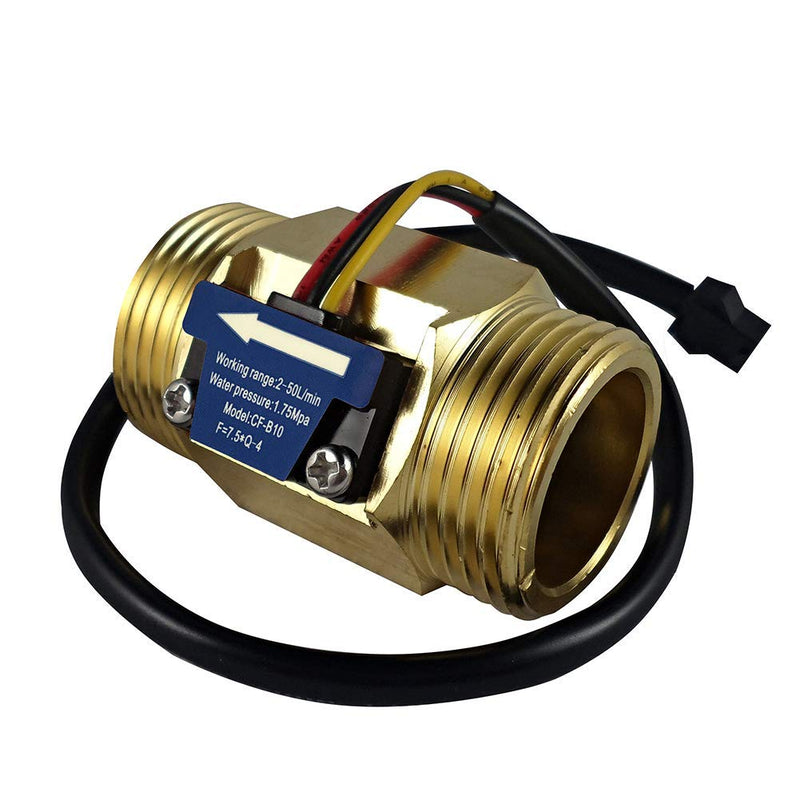 [Australia - AusPower] - DIGITEN G1" Male Thread Brass Water Flow Sensor, Hall Effect Sensor Flow Meter Flowmeter Counter 2-50L/min 