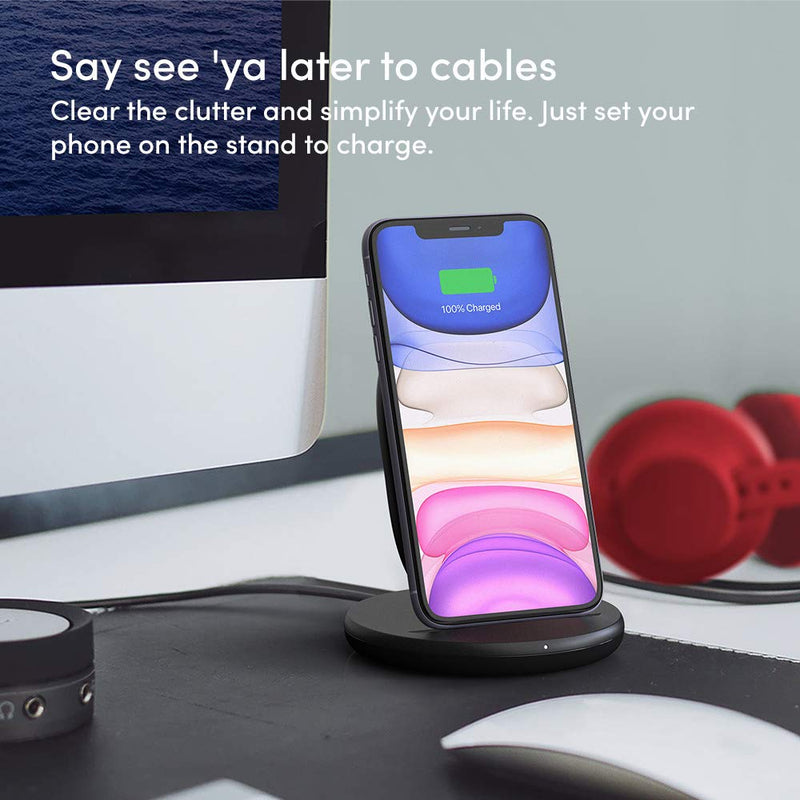 [Australia - AusPower] - Playa by Belkin Wireless Charging Stand 15W (Wireless Charger Compatible with iPhone SE, iPhone 12, 11, Galaxy, Pixel, More) No Power Adapter (Required) 