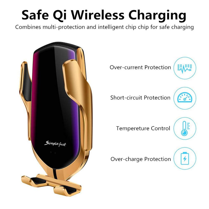 [Australia - AusPower] - Solomo Wireless Car Charger Mount, Luxury Auto-Clamping 7.5W /10W Qi Fast Charging Car Cell Phone Charger Holder Compatible with iPhone Xs Max/Xr/Xs/ 8 Plus, Samsung Galaxy S10+ /S10/S9 (Rose Gold) Rose Gold 
