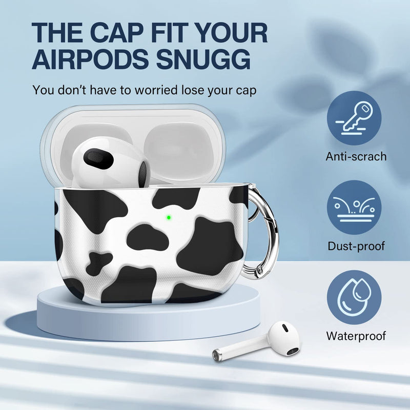 [Australia - AusPower] - Maxjoy Airpod 3 Case 2021 Flowers Airpods 3rd Generation Case Cover Clear Apple Airpods 3 Protective Case with Keychain for Women Girls (Milk Cow) Milk Cow 