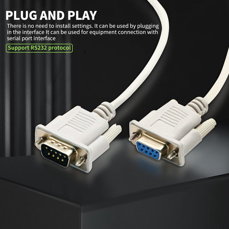 [Australia - AusPower] - DaFuRui 3Pack 8.2ft/2.5m RS232 Cable White DB9 RS232 Male to Female Serial Cable Straight Through Adapter Wire for Connect Various Serial Interface Devices 8.2ft 2.5m RS232 