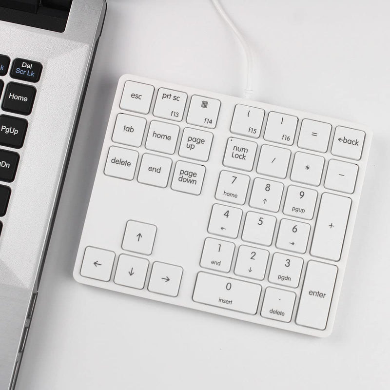 [Australia - AusPower] - Numeric Keypad 34 Keys (30%) Mini Multifunctional Wired Numpad Portable Keypad White Magicforce by Qisan 