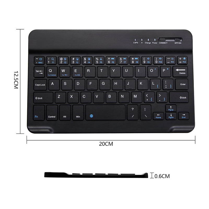 [Australia - AusPower] - Ultra-Slim Bluetooth Keyboard Portable Mini Wireless Keyboard Rechargeable for Apple iPad iPhone Samsung Tablet Phone Smartphone iOS Android Windows (7 inch Black) 7 inch Black 