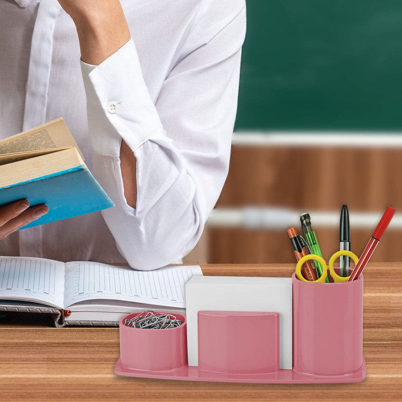 [Australia - AusPower] - Acrimet Millennium Desktop Organizer Holder for Pen, Pencil, Clip, Paper and Desk Accessories (Plastic) (Paper Included) (Solid Pink Color) 