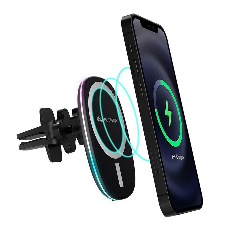 [Australia - AusPower] - Magnetic Wireless Car Charger Vent Mount Compatible with MagSafe Case iPhone 13/13 Pro/13 Pro Max/12/12 Pro/Mini/Pro Max Magnet Car Charger 15W Mag Safe Phone Holder Wireless Charging Air Vent Mount 