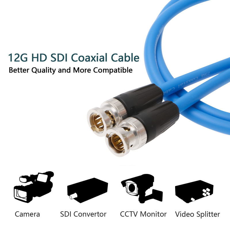 [Australia - AusPower] - Alvin's Cables 12G HD SDI Video Coaxial Cable BNC Male to Male for 4K Video Camera 1M BLUE 
