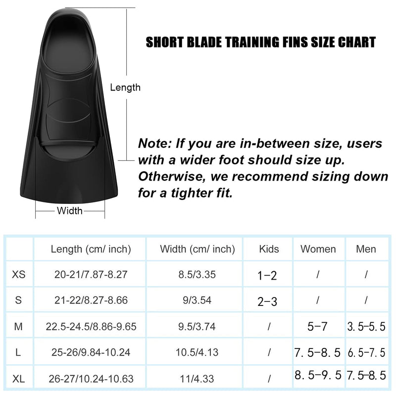 [Australia - AusPower] - WSTOO Swim Fins, Swimming Training Fins for Snorkeling, Swimming and Diving.Swim Flippers Suitable for Adults and Kids Black XS (US Child 1-2) 