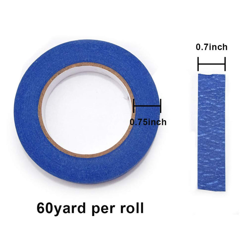 [Australia - AusPower] - Blue Painter's Tape 3 Rolls, Multi Surface Masking Tape 0.7 Inch x 60 Yard, 180 Yard in Total, Painting and Decoration Supplies, Indoor and Outdoor Use 