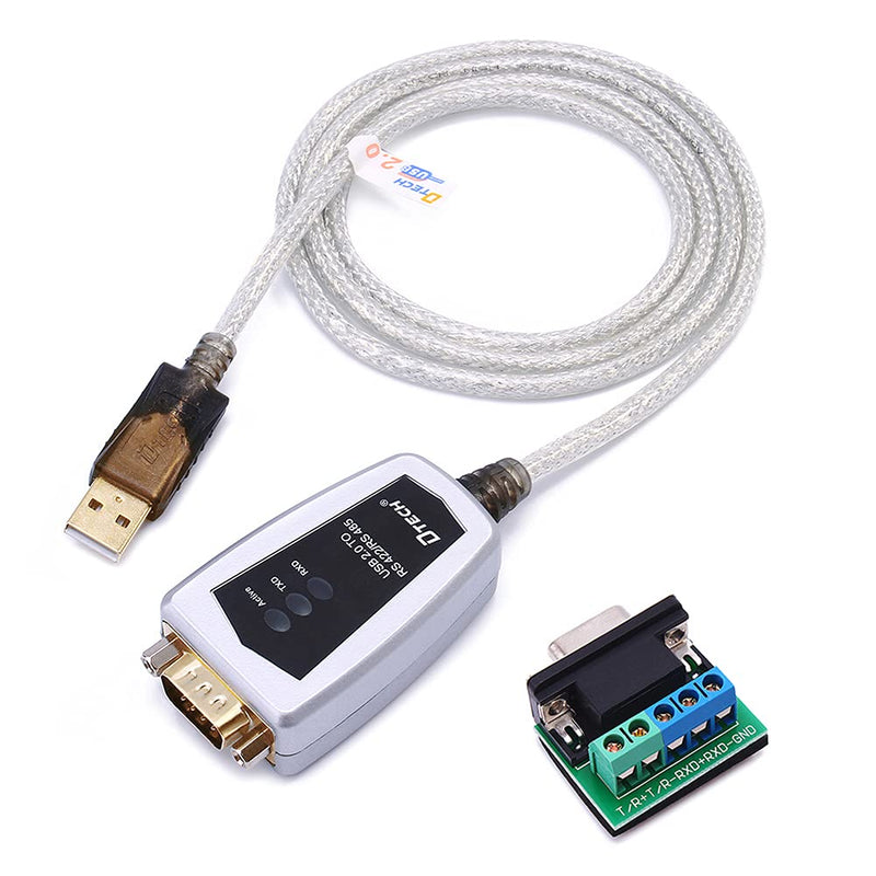 [Australia - AusPower] - DTECH USB to RS422 RS485 Serial Port Adapter Cable with FTDI Chipset 5 Position Terminal Board for Windows 11 10 8 7 XP Mac (4 Feet) 