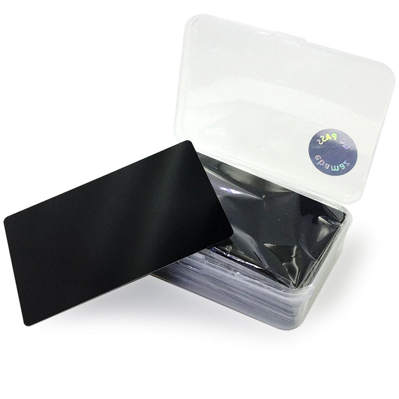 [Australia - AusPower] - Ebamaz 50PCS Thick 0.45mm Matte Black Finish Aluminum Metal Business Cards Blanks 3.4 X2.13 inch for Customer Laser Engraving (Black, Blank) Black, Blank 