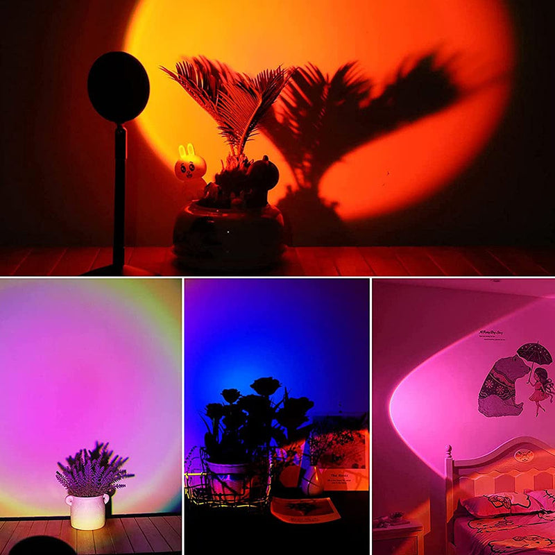 [Australia - AusPower] - Sunset Lamp, Sunset Projection Lamp YouOKLight Sunset Projector Light 16 Colors Brightness Adjustable with Remote Control USB Charging Projection Night Light for Photography Party Home Living Room Rgb, Remote Control 