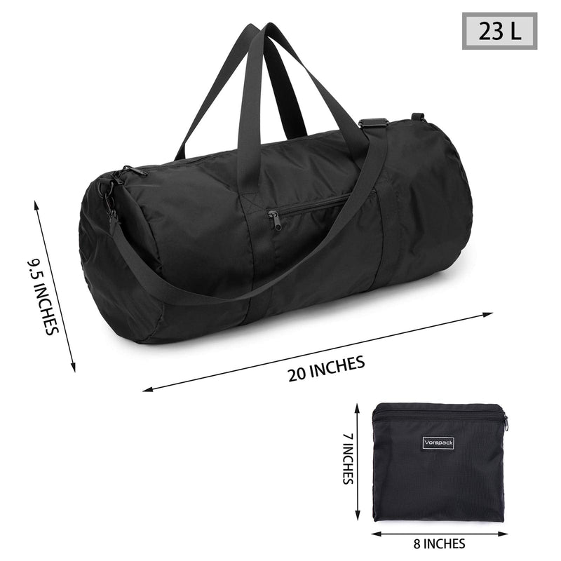 [Australia - AusPower] - Vorspack Duffel Bag 20-24-28 Inches Foldable Gym Bag for Men Women Duffle Bag Lightweight with Inner Pocket for Travel Sports 20 Inches Black 