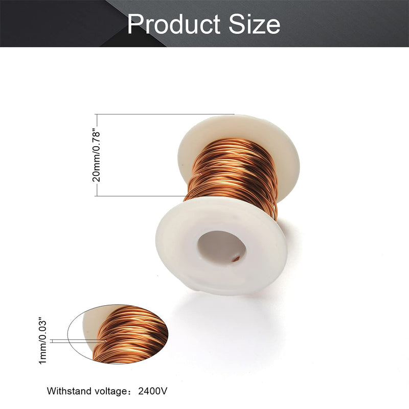 [Australia - AusPower] - Fielect 1mm Inner Dia Magnet Wire Enameled Copper Wire Winding Coil 65.6Ft Length QA-1-155 2UEW Model Widely Used for A Variety of Motors 1.00mm Inner Dia 65Ft Length 