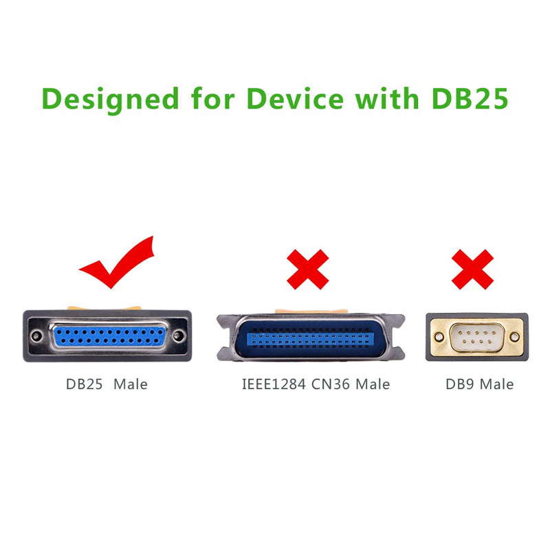 [Australia - AusPower] - UGREEN USB to DB25 Parallel Printer Cable Adapter 6FT Male to Female Connector IEEE 1284 Converter for PC Desktop Laptop Support Windows Mac OS Linux, 6 FT 