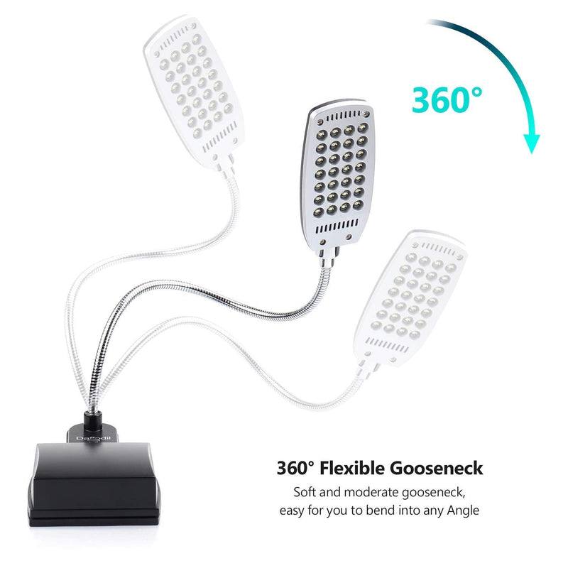 [Australia - AusPower] - USB and Battery Powered Desk Keyboard Light - Daffodil ULT300 - Table/Headboard Clamp and Flexible Gooseneck with 28 LED Beads in 3 Brightness Levels for Easy Reading 
