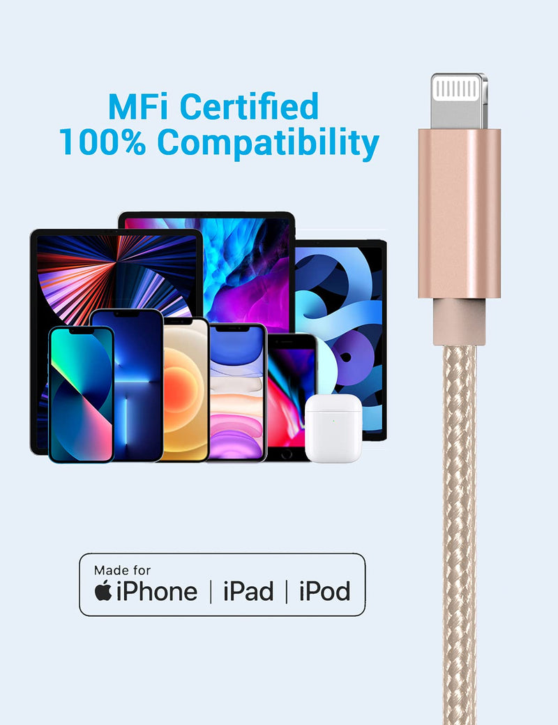 [Australia - AusPower] - Marchpowe USB C to Lightning Cable - MFi Certified iPhone 13 Fast Charger Cord 3/6/10ft Charging Cable Compatible with iPhone 13 12 Pro Max Mini 11 X XS XR 8 Plus -Gold Gold 3Pack 3/6/10ft 