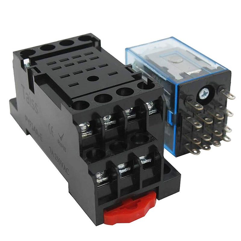 [Australia - AusPower] - Taiss / HH54P DC 24V Coil 14 Pins 4PDT 4NO 4NC Electromagnetic Power Relay 5A with Exquisite and Upscale Socket Base My4j DC24V 