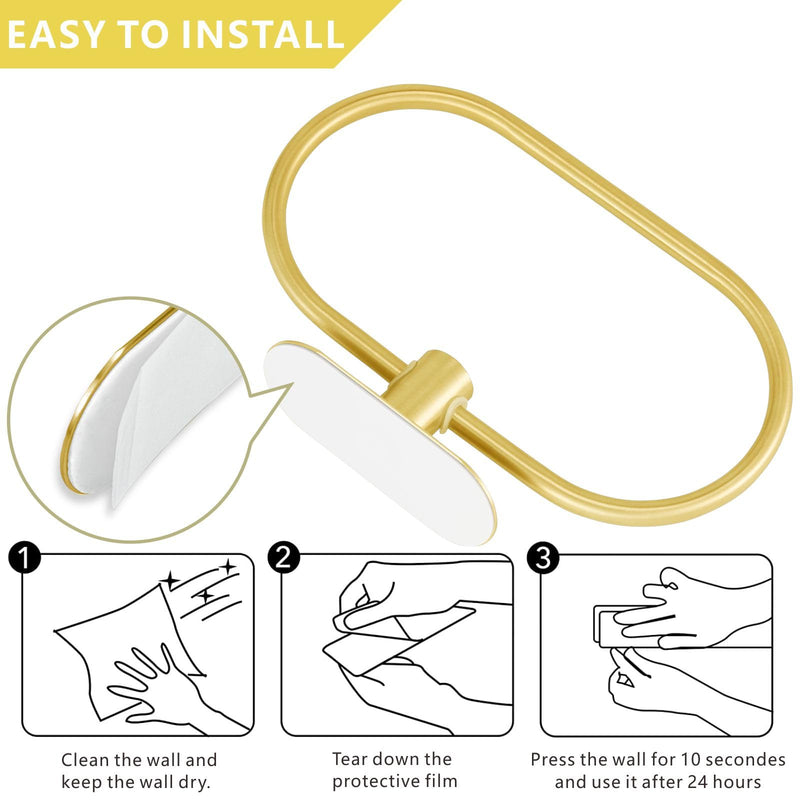 [Australia - AusPower] - Toilet Paper Holder/Towel Ring Self Adhesive, Eolax No Drilling Gold Bathroom Hardware Accessories, Stainless Steel Sticky Toilet Roll Hanger and Hand Towel Holder, Wall Mounted, 2 Pieces 