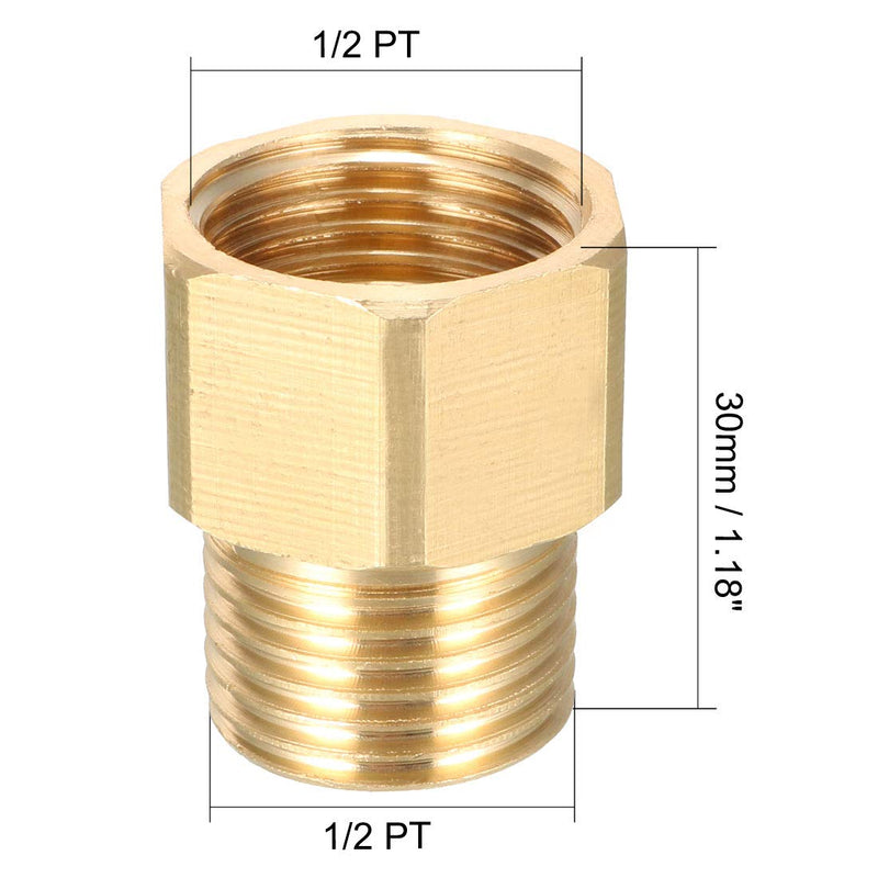 [Australia - AusPower] - uxcell Brass Threaded Pipe Fitting 1/2 PT Male x 1/2 PT Female Coupling 5pcs 