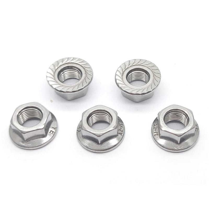[Australia - AusPower] - M10x1.0mm 304 Stainless Steel Fine Thread Flange Hex Nuts Lock Nuts 5pcs M10x1.0mm 