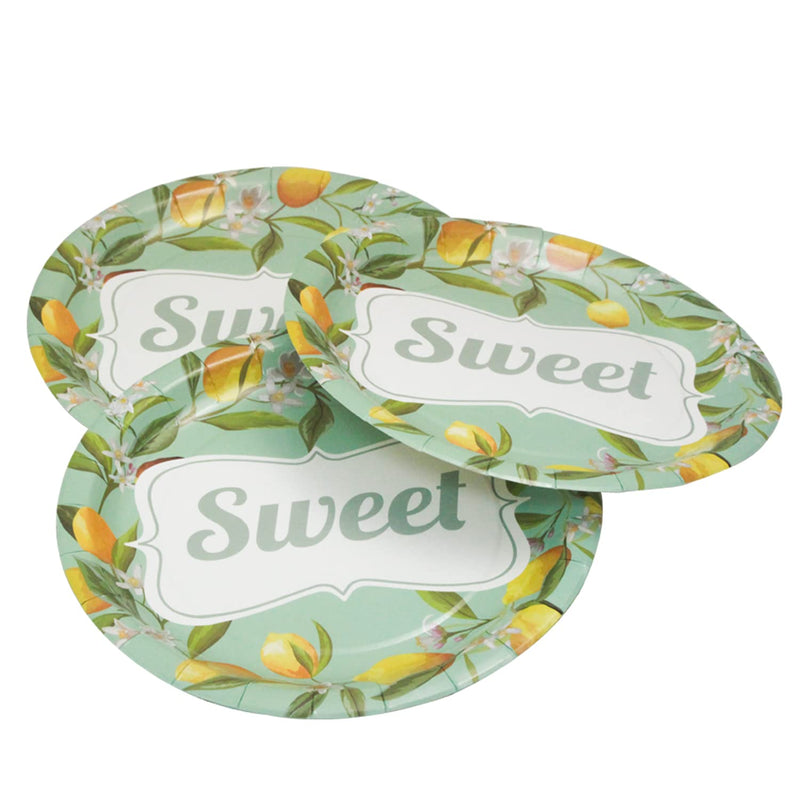 [Australia - AusPower] - Sweet Lemon Paper Plates - 24pcs 9inch Disposable Round Party Plates for Dessert, Snack, Fruits, Spring Summer Lemon Themed Event Decor, Picnic, Birthday, Baby Shower Party Supplies lemon-9in 