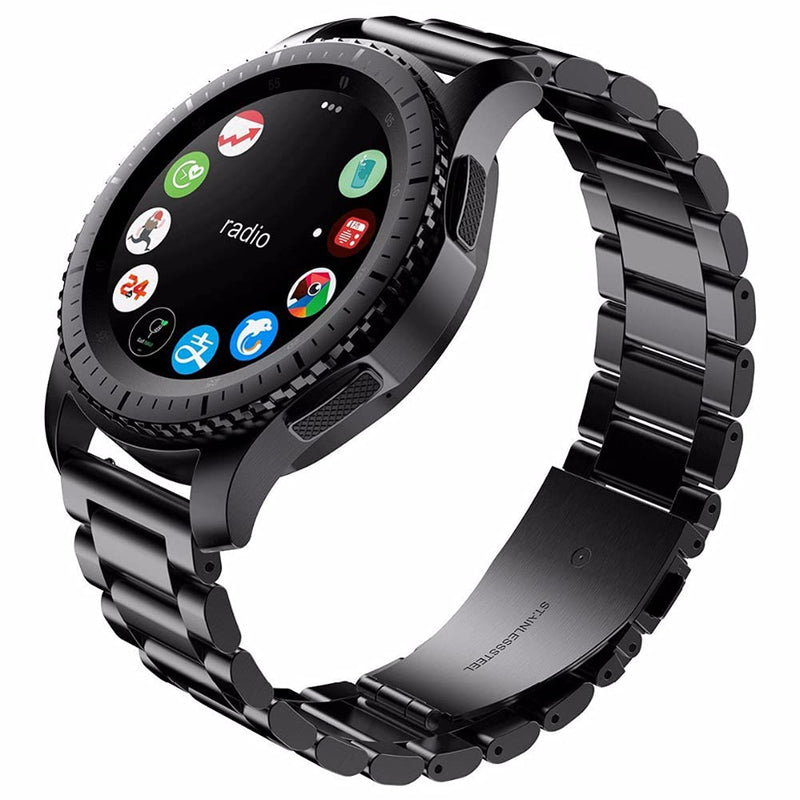 [Australia - AusPower] - JNCVXN Compatible with Samsung Galaxy Watch 42mm/Galaxy Watch 3 41mm/Active 2 40mm 44mm Watch Bands, 20mm Stainless Steel Metal Replacement Strap for Galaxy Watch Active/Gear Sport (Black, 20mm Strap) 