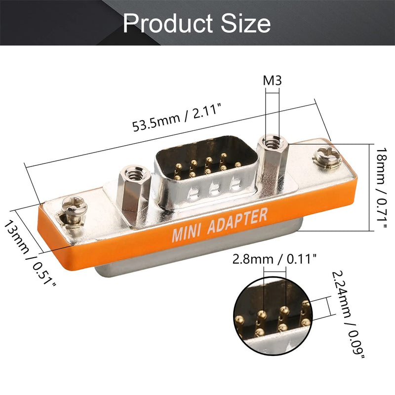 [Australia - AusPower] - Fielect VGA Gender Changer 9 Pin DB25 Female to DB9 Male 2-Row Mini Gender Changer Coupler Adapter Connector for Serial Applications Black Pack of 2 Black 2Pcs 