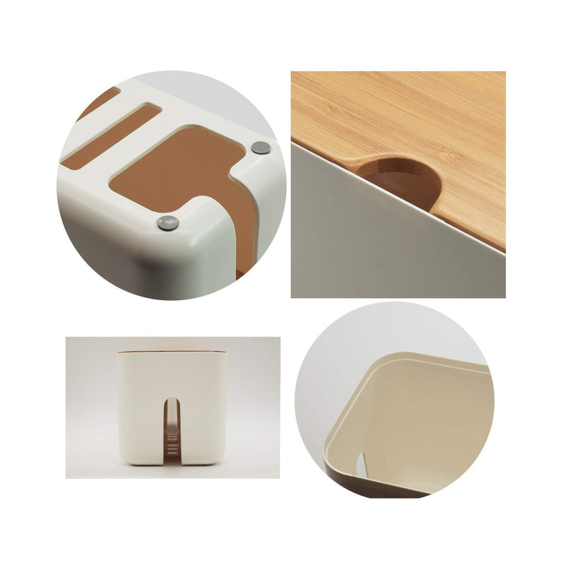 [Australia - AusPower] - Changsuo Cable Management Box Small White Cable Organizer Box for Extension Cord Power Stripe Surge Protector Wire Management Concealer Organizer Cover Hider for Desktop Home Office Kitchen (White) 