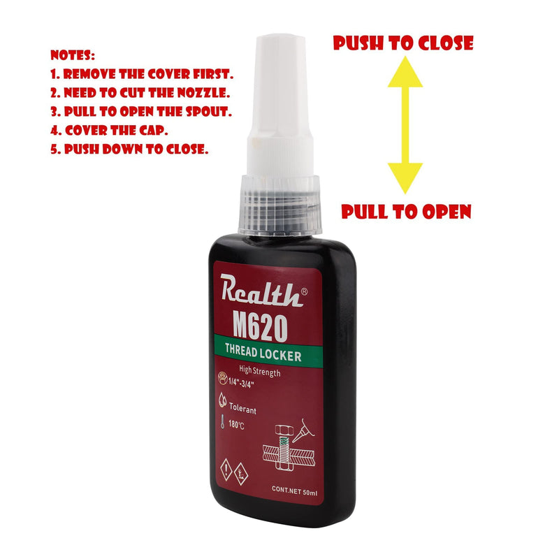 [Australia - AusPower] - REALTH Threadlocker M620 High Temperature Retaining Compound Gap Sealants 50 ml Bottle Green for Sealing The Cylindrical Components and Anti-Rust(M620) 