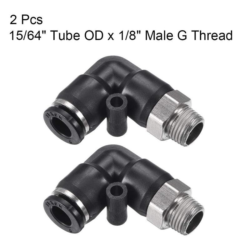 [Australia - AusPower] - uxcell Push to Connect Tube Fitting Male Elbow 6mm Tube OD x G1/8 Thread Pneumatic Air Push Fit Lock Fitting 2pcs 