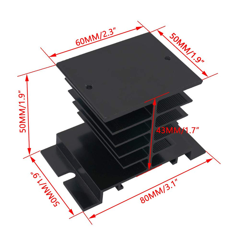 [Australia - AusPower] - Twidec/2Pcs Single-Phase Solid State Relay Aluminum Heat Sink Temperature Controller Heat Sink Module Black for SSR-10A,25A,40A 