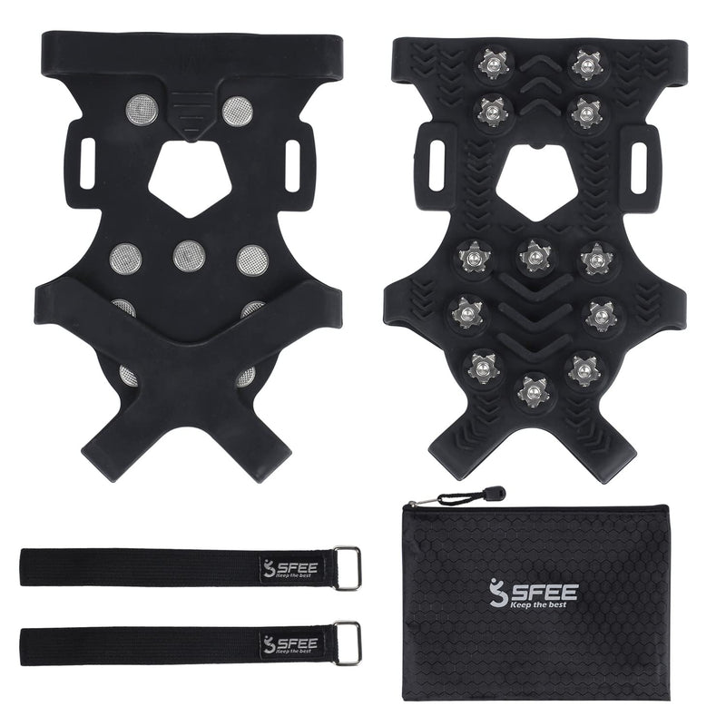 [Australia - AusPower] - Sfee Crampons for Winter Boots, Upgraded Ice Cleats Stainless Steel Microspikes Women Men Anti Slip Ice Traction Cleats Grips with Straps, Perfect for Hiking, Walking, Climbing, Ice Fishing 