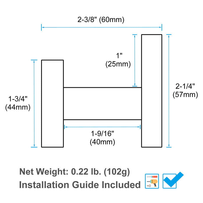 [Australia - AusPower] - Square Single Towel Hook 3 PCS (Brushed Gold) 