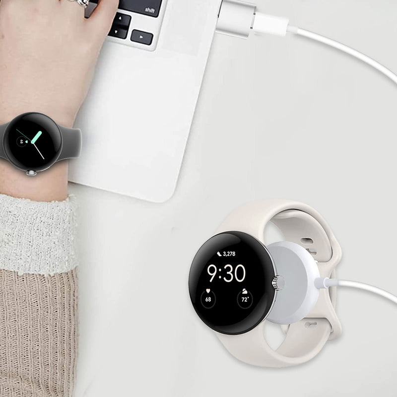 [Australia - AusPower] - for Google Pixel Watch Charger, Lnauy Replacement USB-C Charger Stand Compatible with Google Pixel Watch Magnetic Portable Charging Cable Power (White) White 