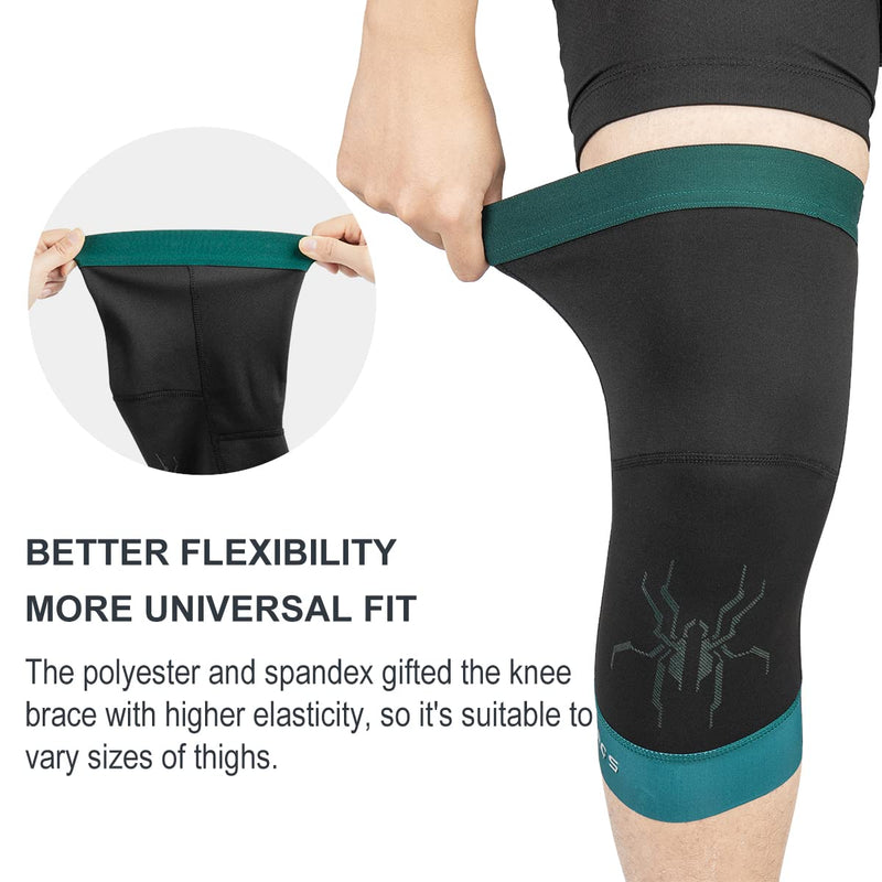 [Australia - AusPower] - ROCKBROS Knee Warmer for Men Thermal Leg Warmer Knee Brace Anti-slip Knee Sleeves Winter for Basketball Cycling Knee Warmer Black Green Small/Medium 