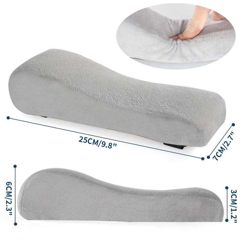 [Australia - AusPower] - Memory Foam Arm Rest Office Chair Armrest Pads and Elevated Sloped Armrest - Universal Cushion Covers for Armrest and Elbow Relief (2 Pad Set) Gray Gray Chair Arm Rest Covers 
