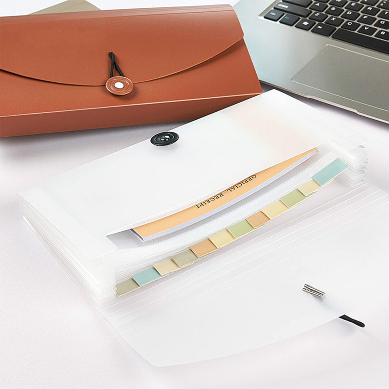 [Australia - AusPower] - Oak-Pine 13 Pocket Receipt Folder/ Accordion File Organizer/ Plastic Check Bill File Folder/Expanding File Folder/ Expanding Coupon Organizer with Labels/ Document Organizer Folder (White Translucent) White Translucent 