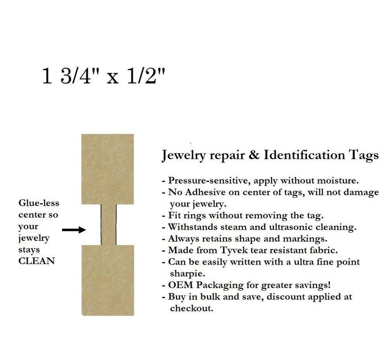 [Australia - AusPower] - 1000 Pieces Jewelry Repair, Price and Indentification Tags/Tyvek Self Adhesive Rectangular Dumbbell/Barbell Jewelry Price Tags (Goldtone) Goldtone 