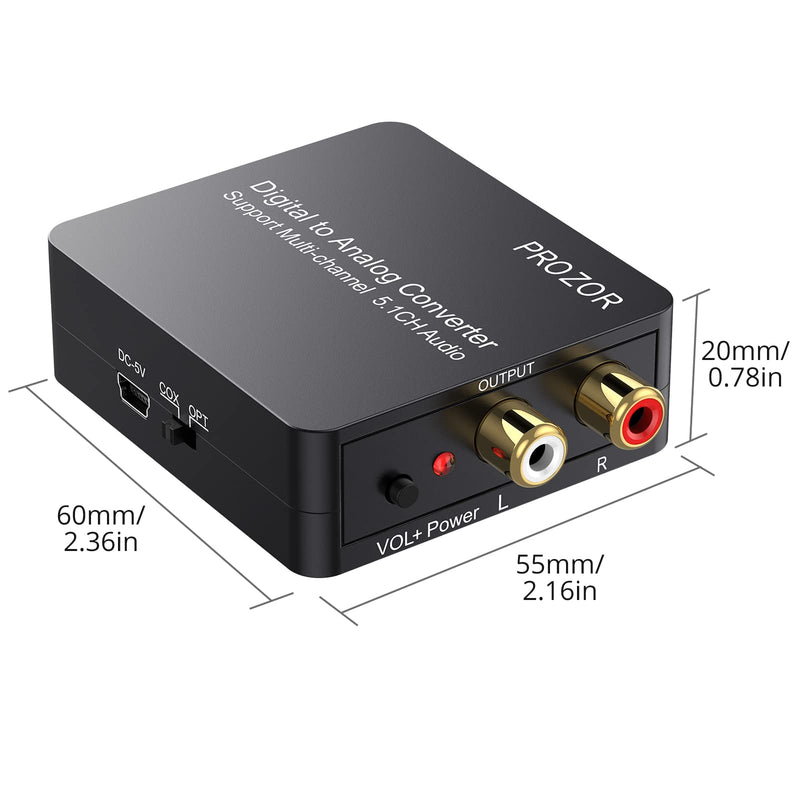 [Australia - AusPower] - PROZOR Digital to Analog Audio Converter Support Dolby/DTS Decoder, Optical Out to RCA DAC Decoder, Optical to 3.5mm Converter, Optical/SPDIF/Toslink/Coaxial/DTS/PCM/5.1CH to 2CH Analog Stereo 