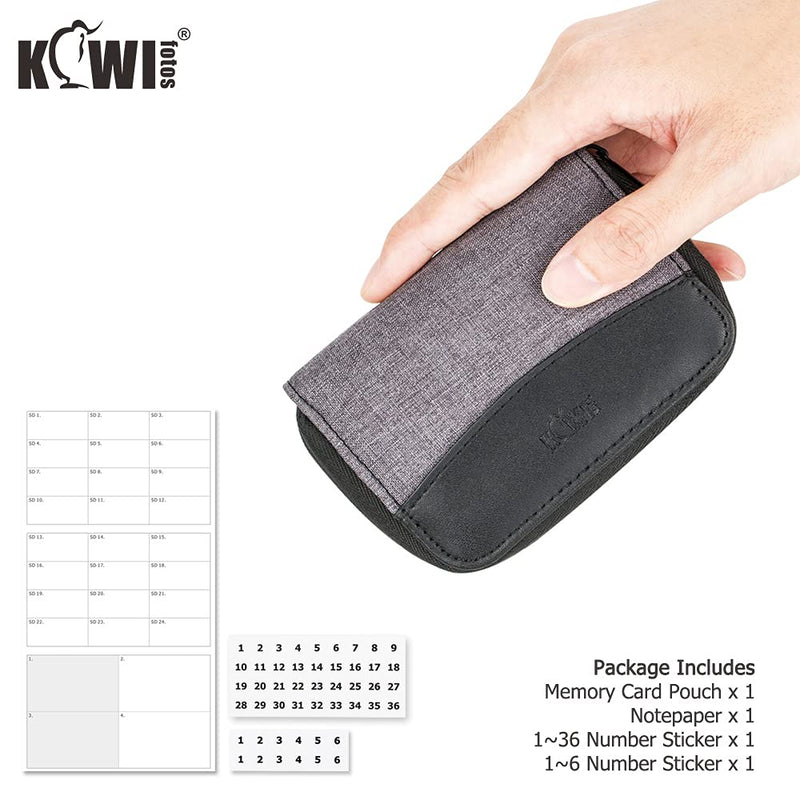 [Australia - AusPower] - (24 SD + 4 CF) 28 Slots Memory Card Case Holder with Labels, SD Card Wallet Storage for 24 SD SDXC SDHC Cards + 4 CF XQD Cards, Portable Carrying Cases Organizer with Number Sticker - Grey Gray, 24 SD + 4 CF 