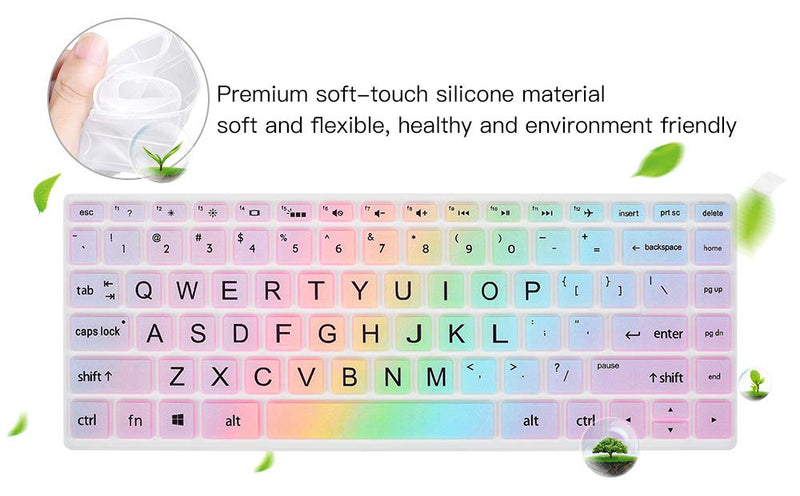[Australia - AusPower] - Keyboard Cover for HP Pavilion X360 14" & HP Laptop 14 14-dq 14-fq 14-dk 14m-dh 14-cd/ce/cf Series 14-cf0006dx/cf0012dx 14-dk0002dx 14-dq0011dx/dq1037wm/dq1089wm 14-fq0040nr/fq0050nr Keyboard Skin Colorful Rainbow 