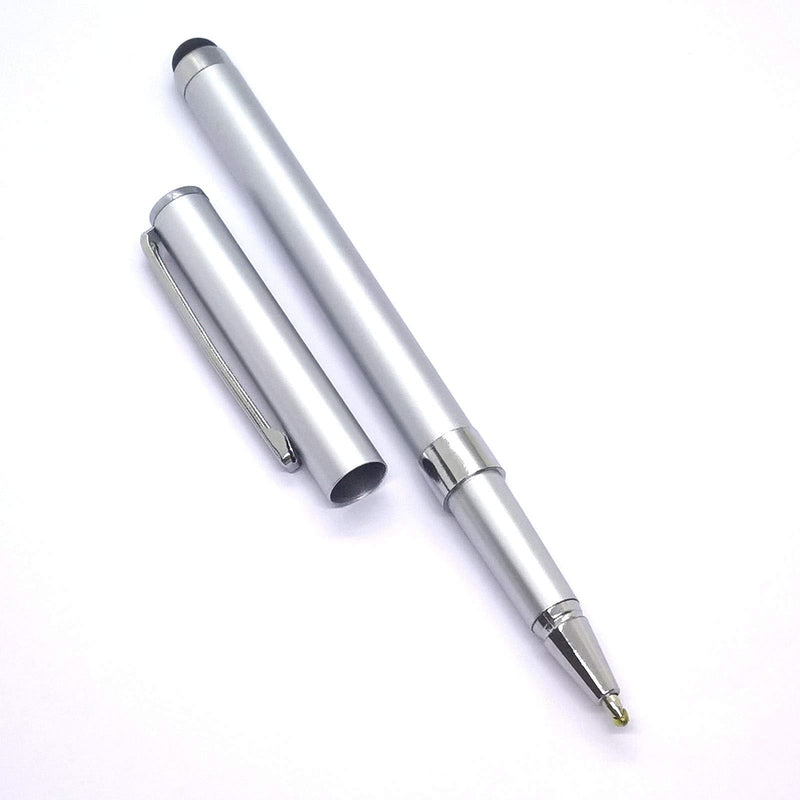 [Australia - AusPower] - 2in1 Stylus Pen Touch Screen Stylus for All Capacitive Touch Screens iPad, iPhone, Samsung, Android, Kindle, Laptops, Smartphones, Tablets (Silver) Silver 